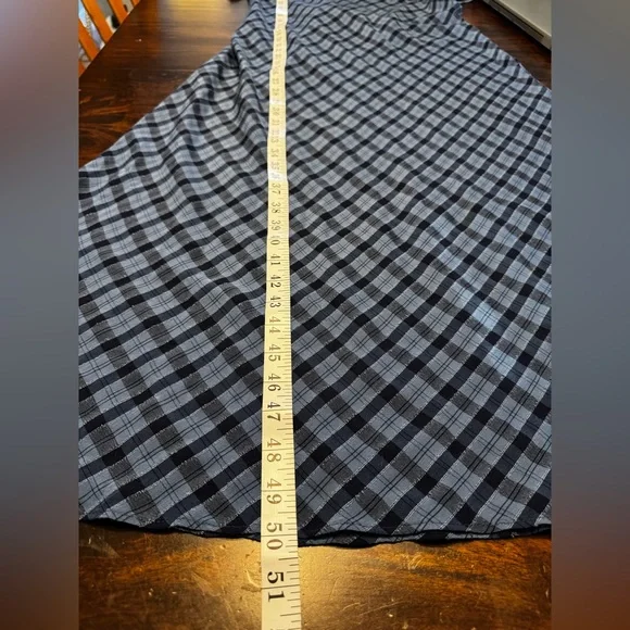 Talbots Sky Blue Plaid Tie Back Lightweight Preppy Shift Maxi Dress Sz 12 - Picture 8 of 10